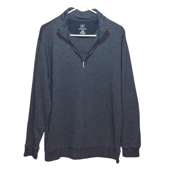 George Blue Quarter-Zip Pullover Size L Cotton Blend Y2K Normcore Cozycore - Picture 1 of 6